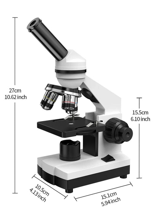 Microscope 100X-2500X Student Biological Monocular Top & Bottom LED Illuminated