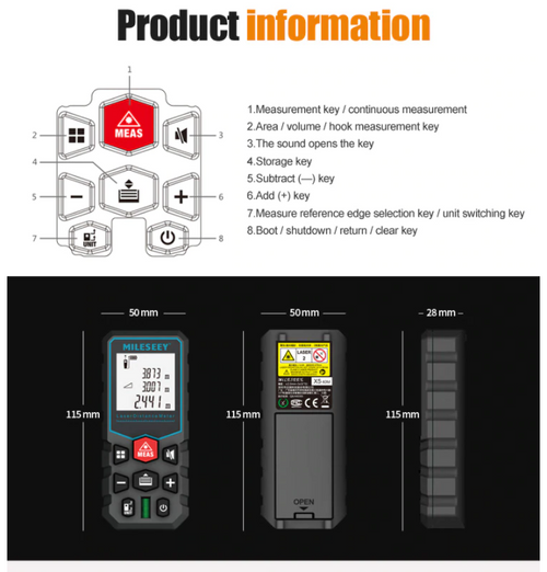 Laser Distance Meter Measurement 100m Rangefinder Digital Measuring Tape Range