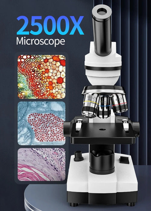 Microscope 100X-2500X Student Biological Monocular Top & Bottom LED Illuminated