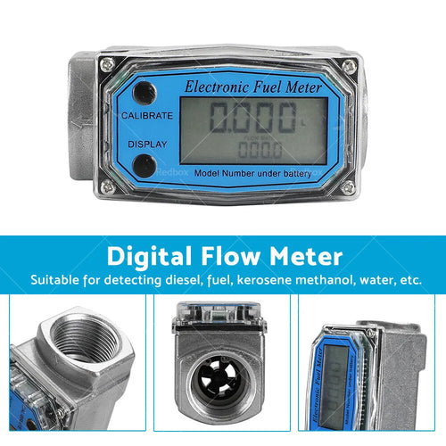 Flow Meter Diesel Pump Fuel Kerosene Liquid Gauge Water Sensor 2