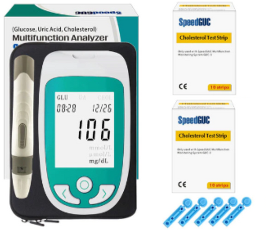 Blood Cholesterol Meter Monitor Device 20 Test Strips & Lancets