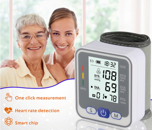 Wrist Blood Pressure Monitor Meter Portable Automatic Heart Rate Pulse BP Reader