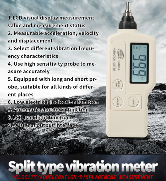 Vibration Meter Measures Monitors Acceleration Velocity & Displacement GM63A