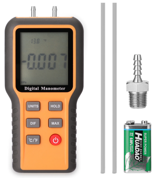 Manometer Digital Air Pressure Meter Differential Gas Tester Tool LCD Gauge